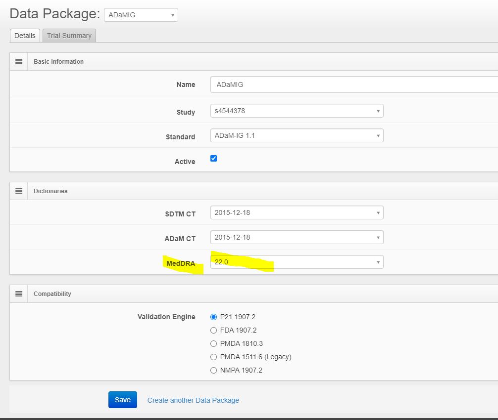 P21E ADAM data package with MEDDRA option