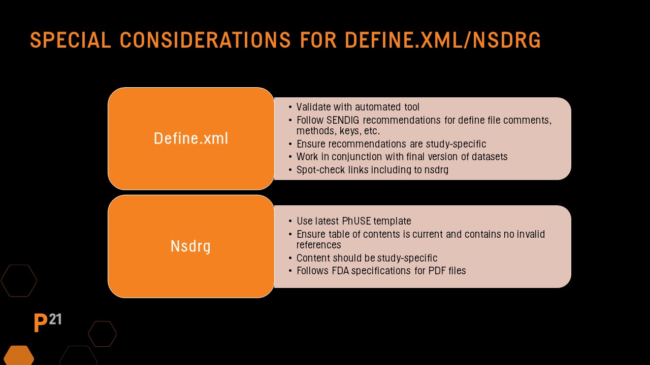 Special considerations for define and nsdrg